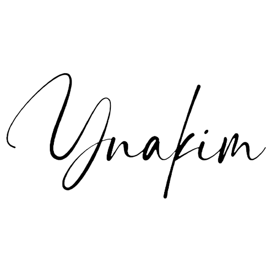 Black cursive text 'Ynakim' logo real time women`s fashion