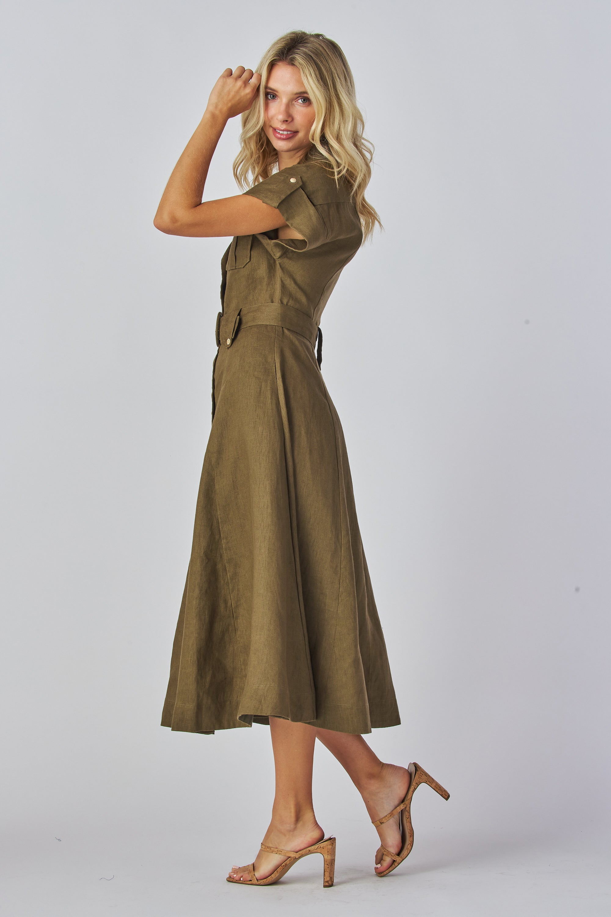 Zarely summer dress girl wearing a olive dress