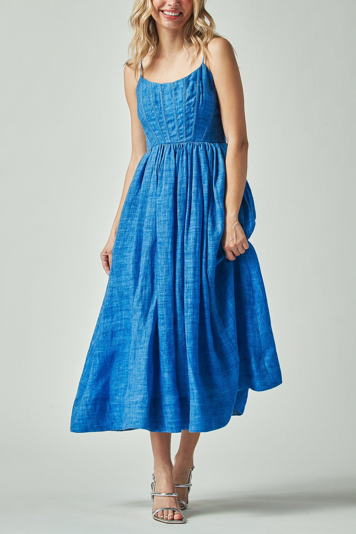 Elianna Dress Elegant Pleated Waist Maxi Dress