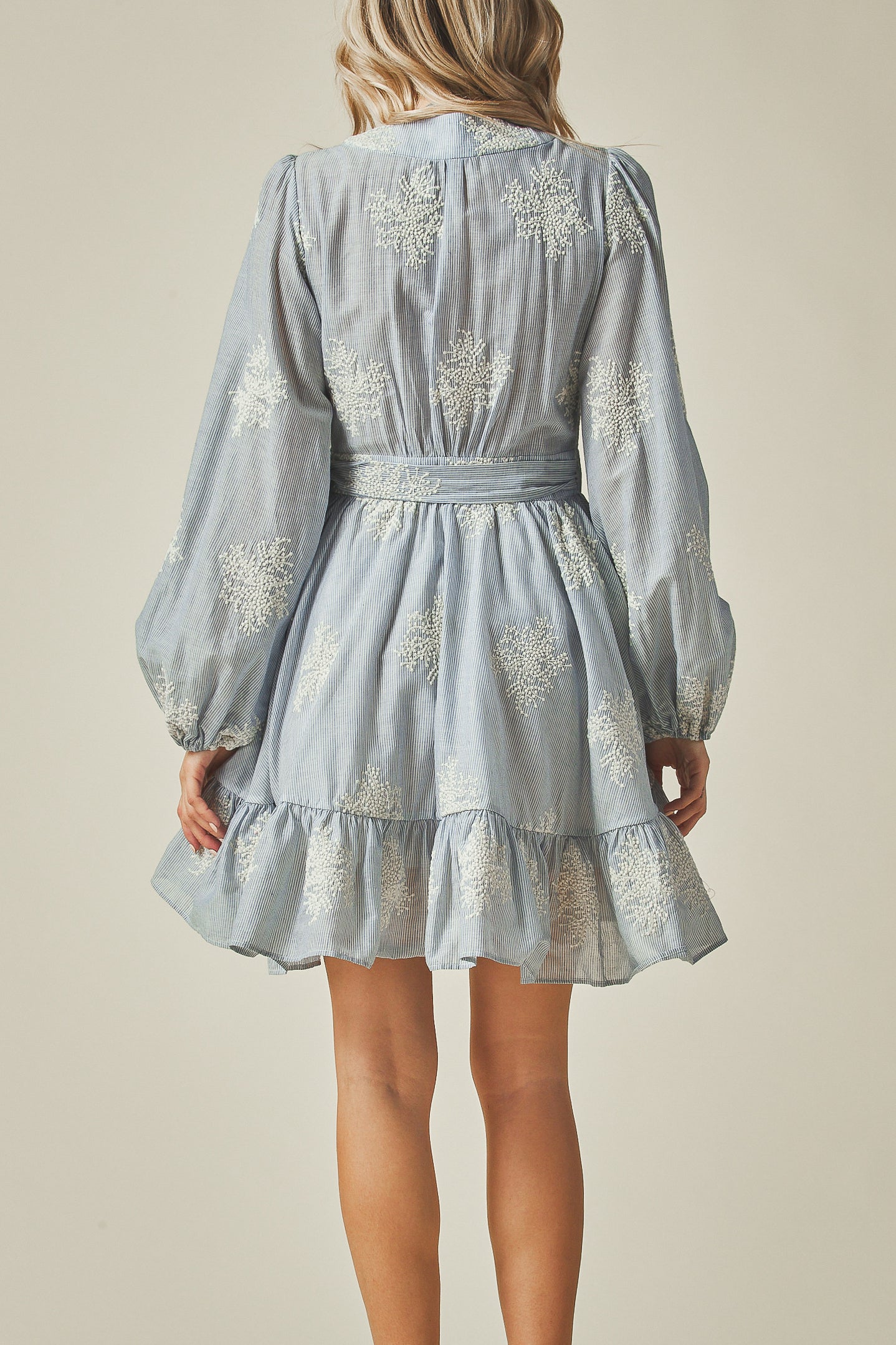Isabella Dress Chic Embroidered Lace Mini Dress | Waist Wrap Tie with Ruffle Hem for Feminine Flair Isabella Dress Chic Embroidered Lace Mini Dress | Waist Wrap Tie with Ruffle Hem for Feminine Flair