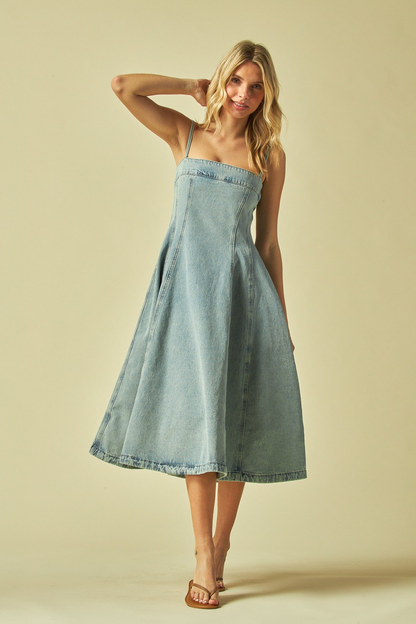 Spaghetti strap denim dress
Square neck fit and flare dress
Open back denim midi dress
Zippered back midi dress
Panel flare denim dress
Fit & flare denim dress
Denim midi dress with straps
Flared denim midi dress
Denim sundress
Sleeveless denim dress
Flowy fit & flare dress
Casual summer denim dress
Trendy open back dress
Lightweight denim midi dress
Chic denim dress for women
Day-to-night denim dress
