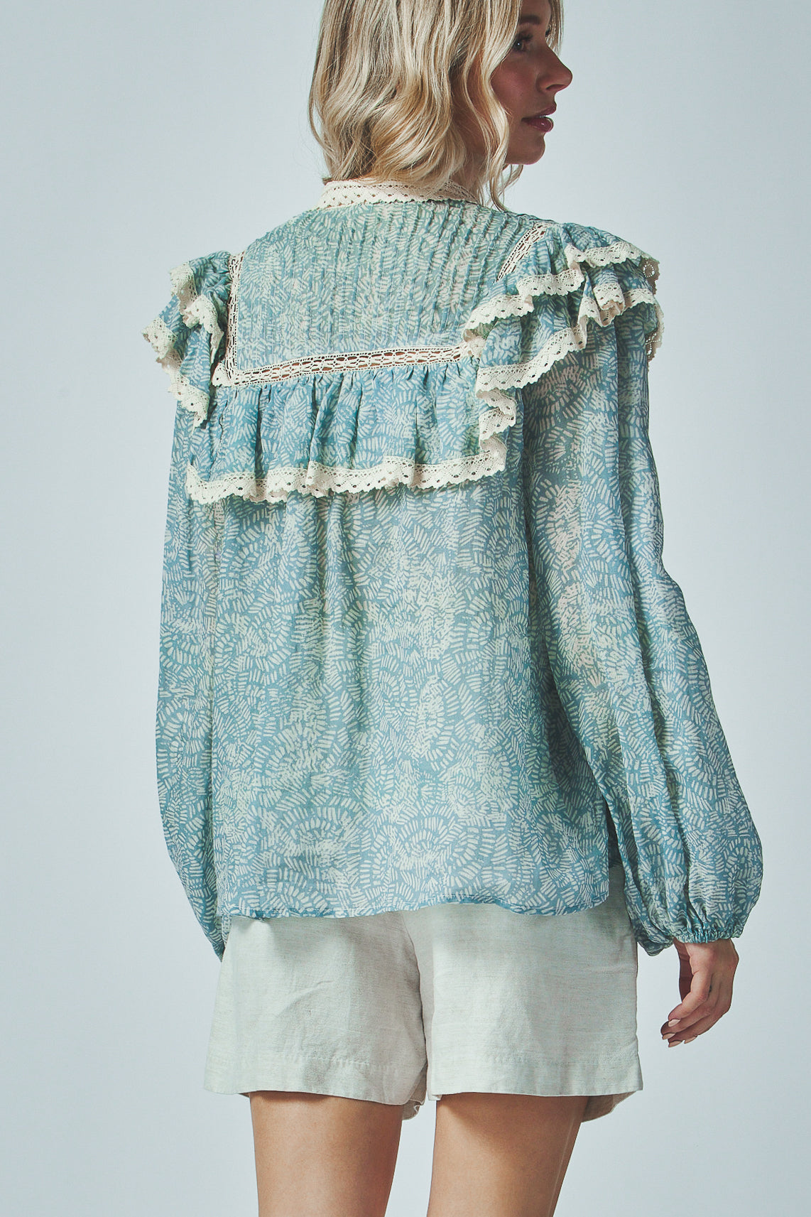 Boho print blouse
Ruffle shoulder boho top
Button up boho blouse
Sheer bohemian blouse
Translucent boho print top
Ruffle layered sleeve blouse
Boho blouse with fitted cuffs
Printed sheer button blouse
Bohemian print blouse with ruffle shoulders