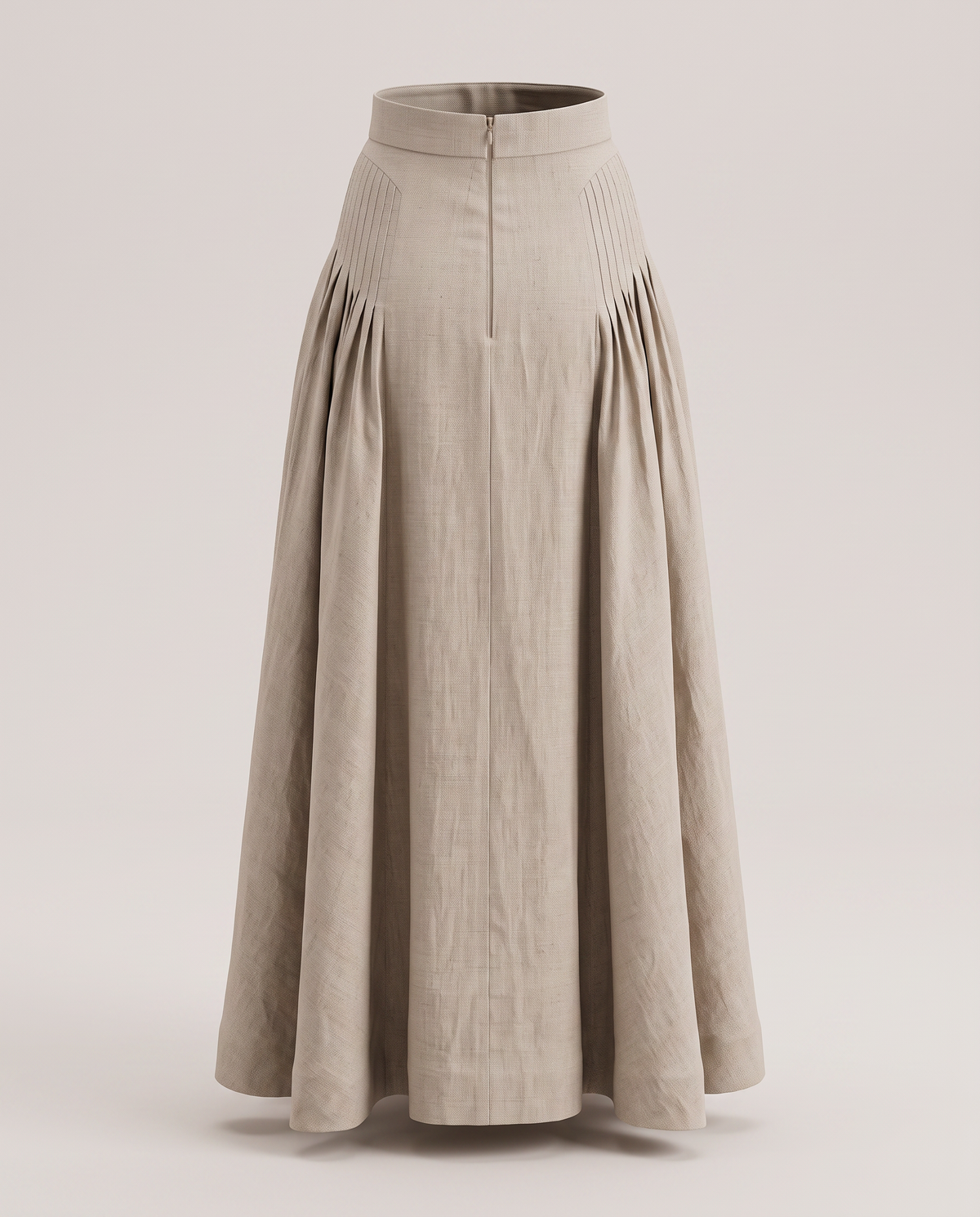 Leticia Skirt light beige linen maxi skirt 3D ghost mannequin front view