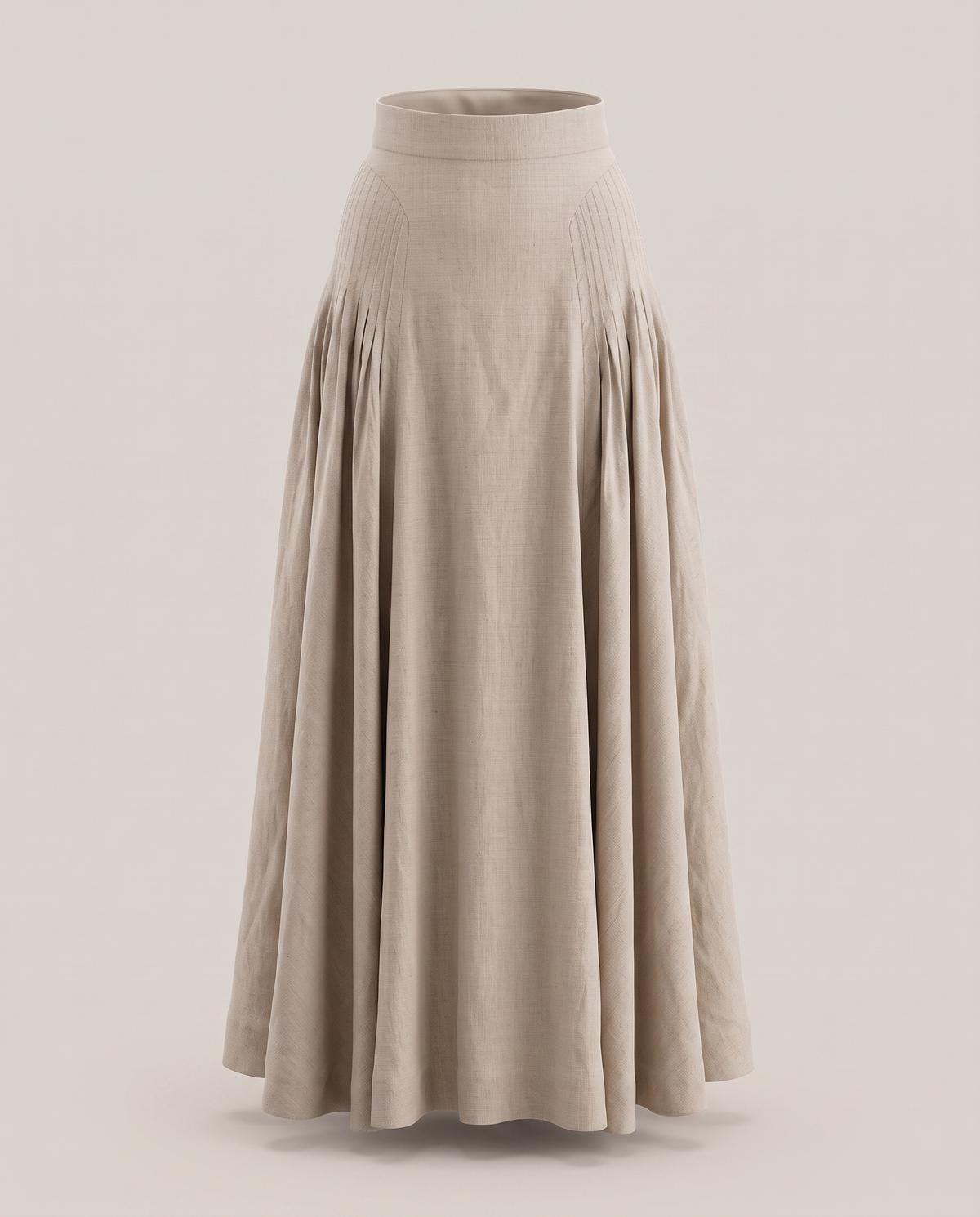 Leticia Skirt light beige linen maxi skirt 3D ghost mannequin back view