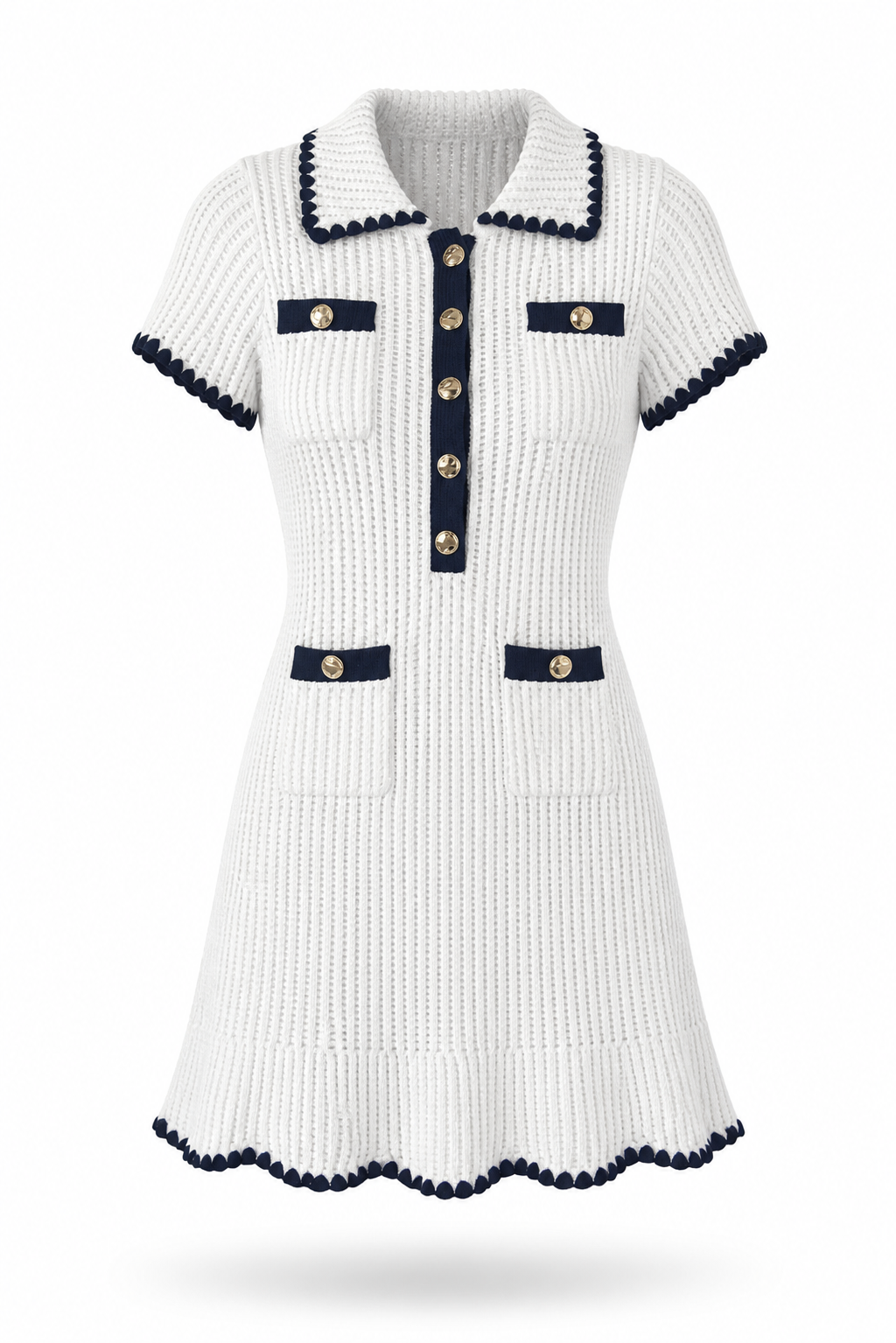 Lily Knit Dress - White 3D ghost mannequin front view