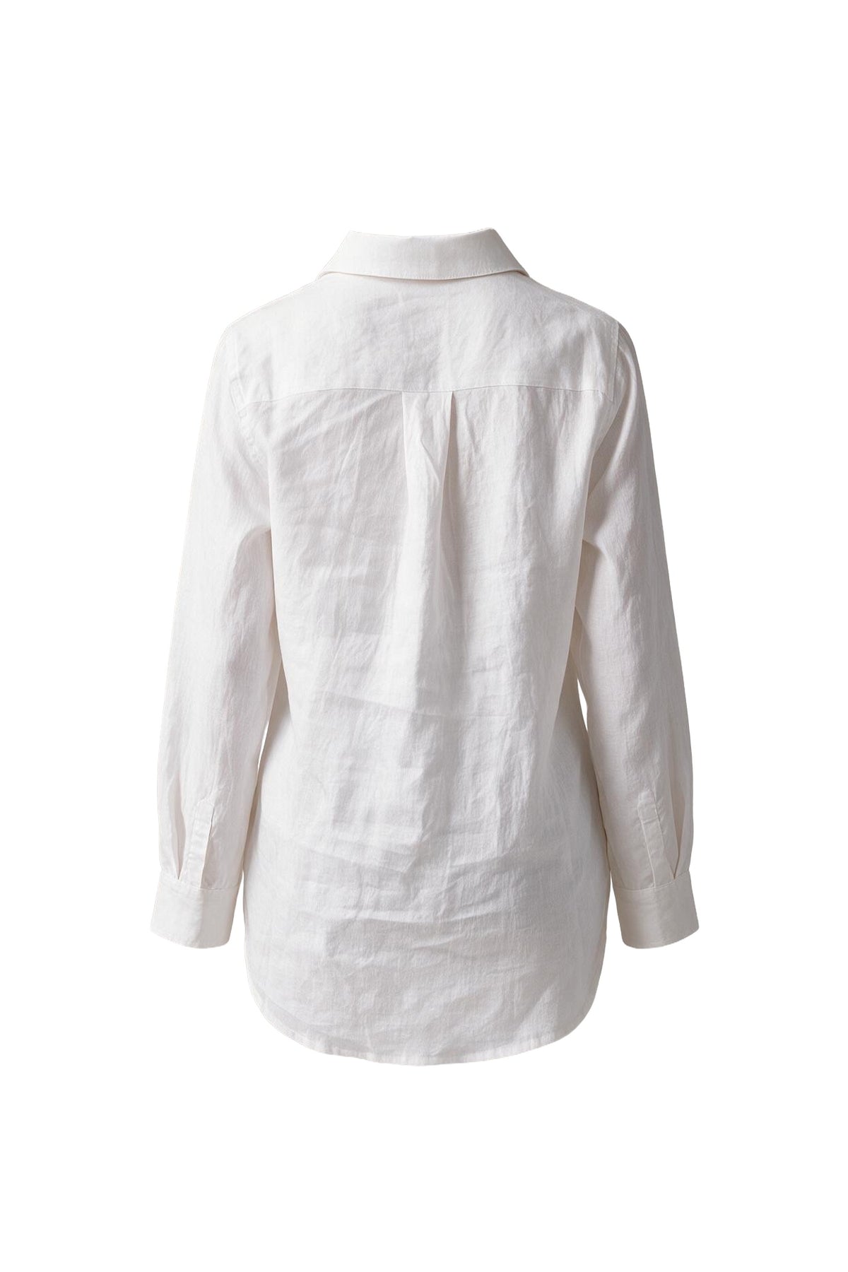 Aries Top white linen shirt back view of the full shirt