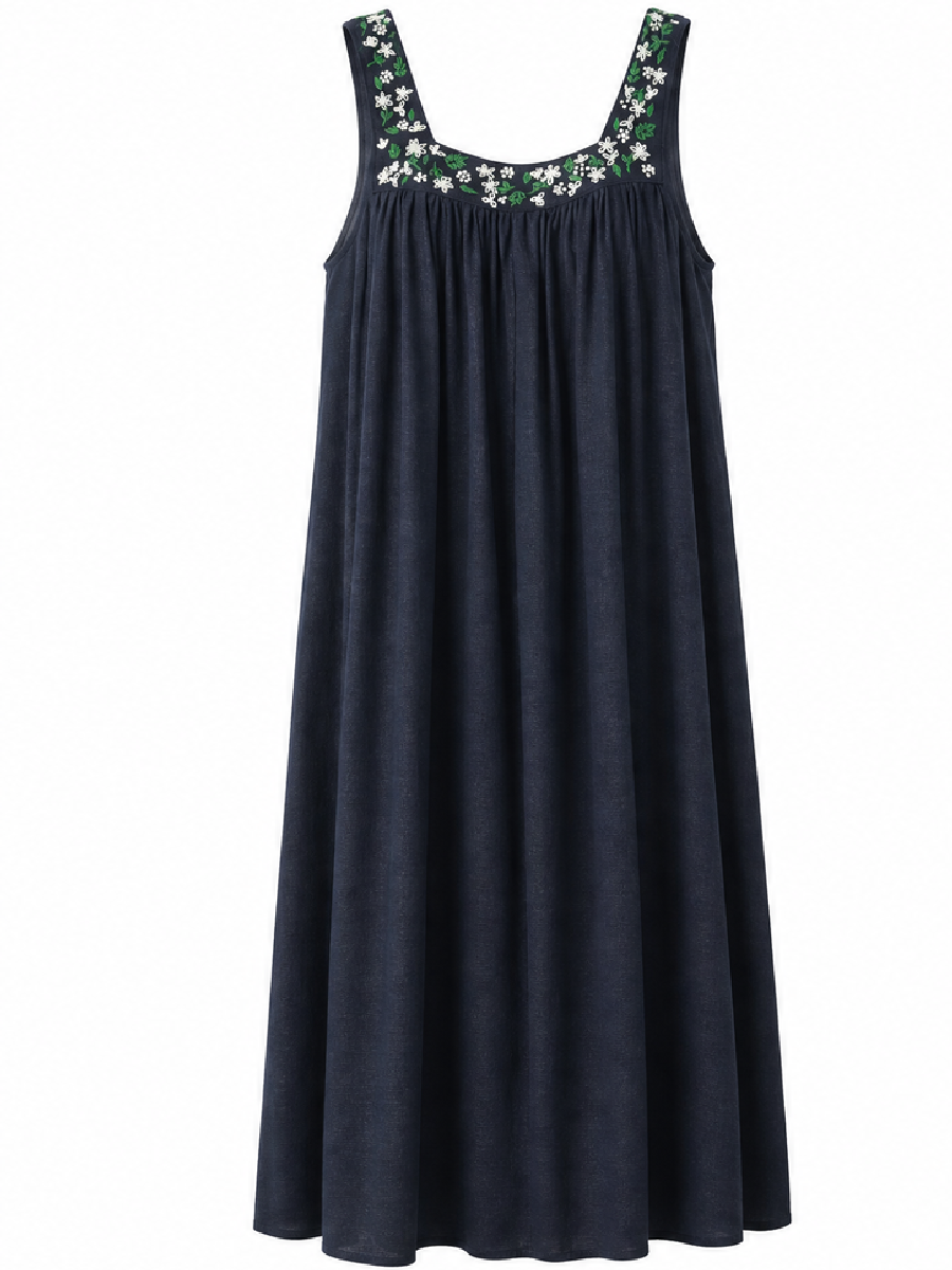 Victoria Dress - Navy 3D ghost mannequin front view