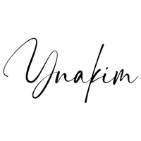 Black cursive text 'Ynakim' logo real time women`s fashion