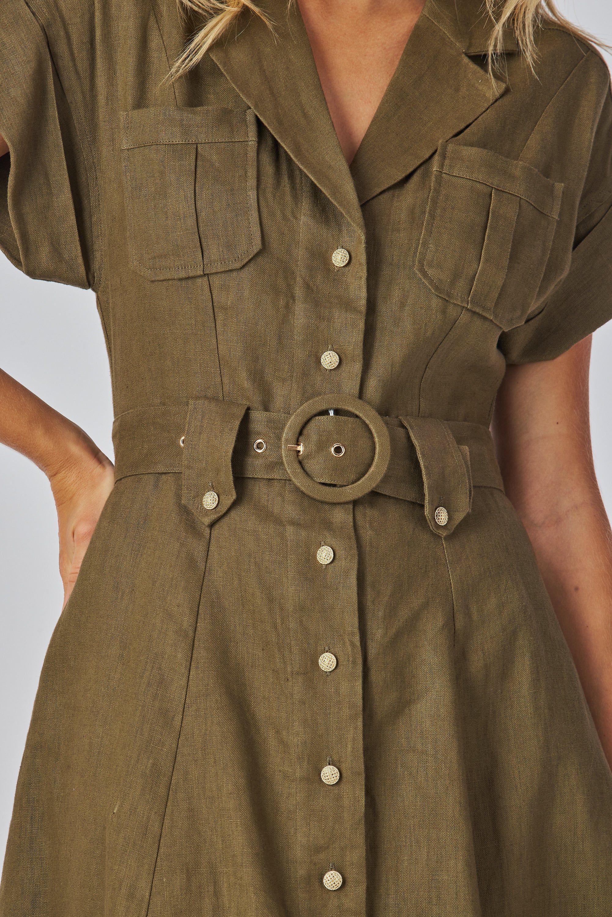 Zarely summer dress girl wearing a olive dress 