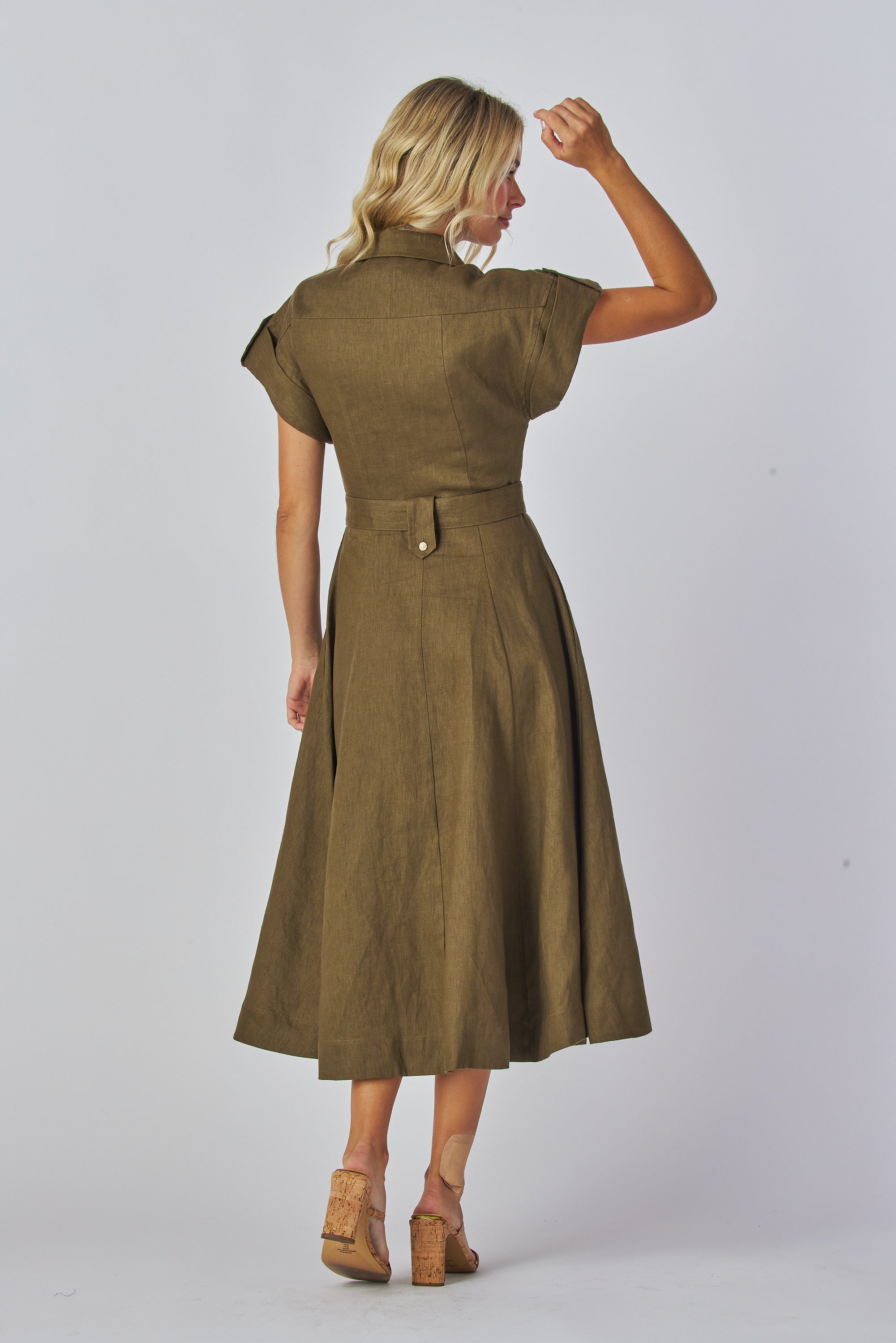 Zarely summer dress girl wearing a olive dress 