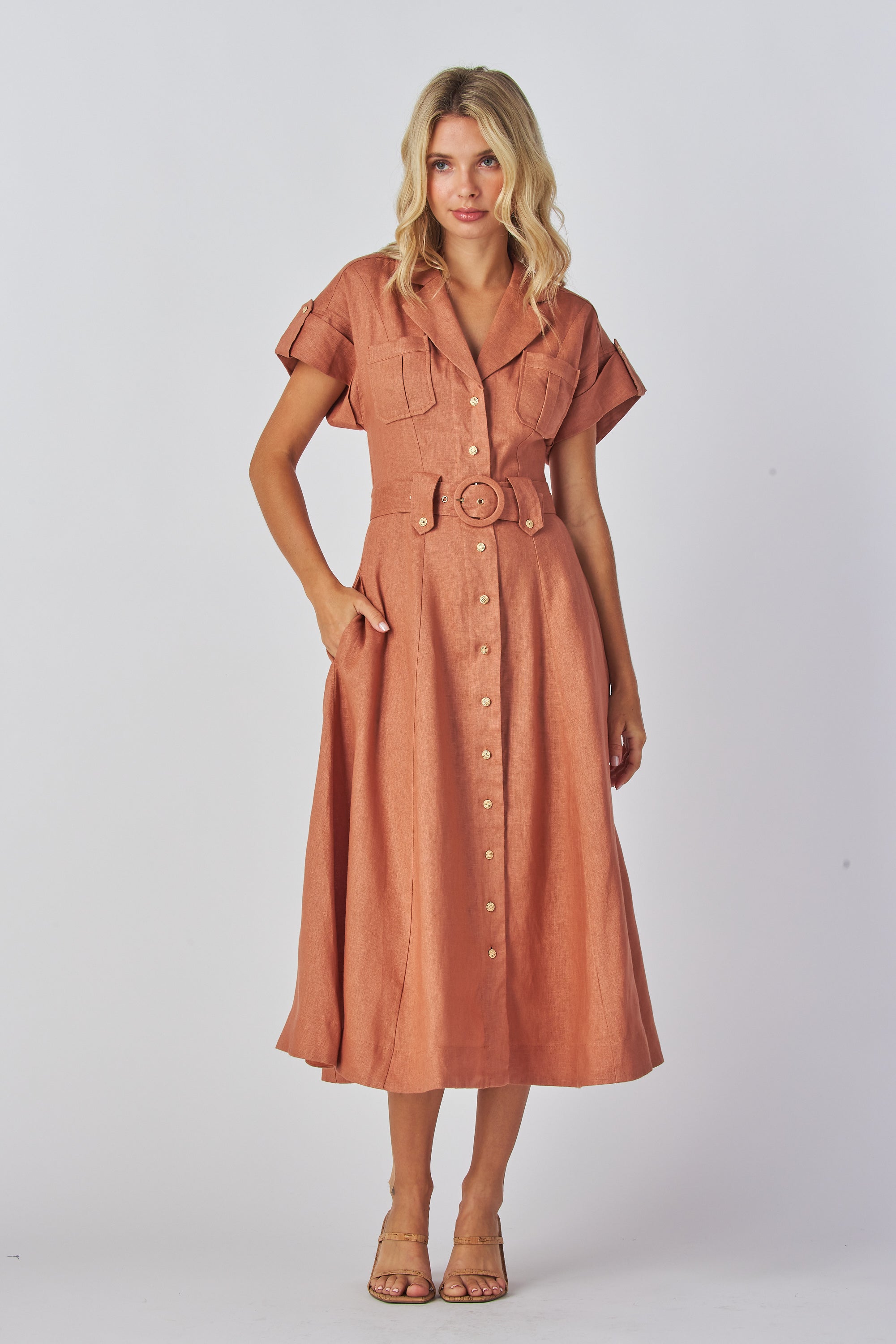 Zarely summer dress girl wearing a olive dress 